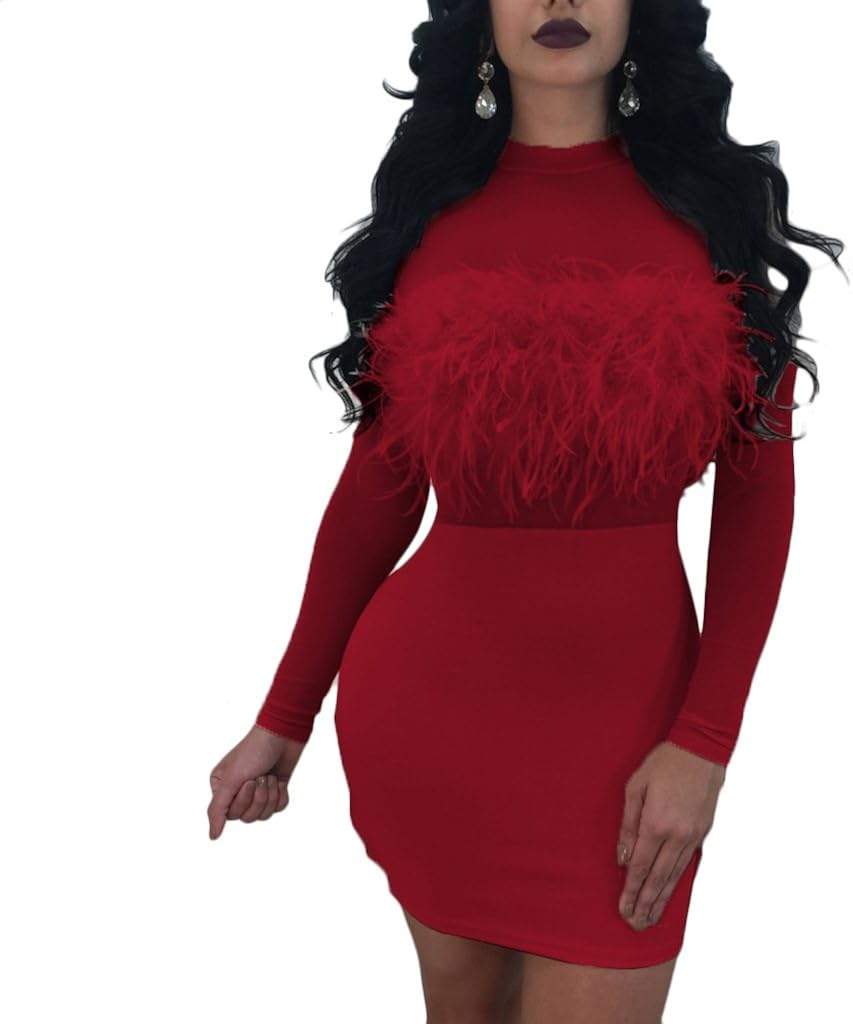 faux fur bodycon dress