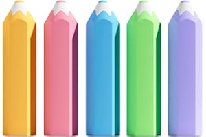 5 Novelty Pencil Shaped Eraser Colorful PVC Eraser with Hexagonal Grip for Kids Student Classroom Colorful Pencil Shape for K
