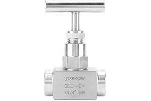 Oumefar Straight Needle Valve Stainless Steel High Pressure Needle Valve Female Thread Shut-Off Needle Valve(1/4")