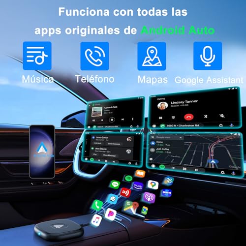 LXJADAP Android Auto Inalambrico Adaptador, Adaptador Android Auto inalambrico con 5GHz WiFi, Admite Actualización en Línea, para OEM Wired Android Auto Modelo, Plug and Play