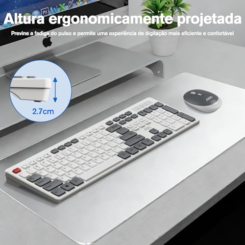 Combo de Teclado e Mouse sem Fio AOC KM600, Conexão Sem Fio 2,4 GHz, Mouse 3 DPI Ajustável Até 1600, Combo Teclado e Mouse Design Ergonômico, Compatível com PC e Mac