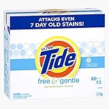 Tide Ultra Free And Gentle Scent Powder Laundry Detergent 60 Loads 81.1 Oz ,2.3kg