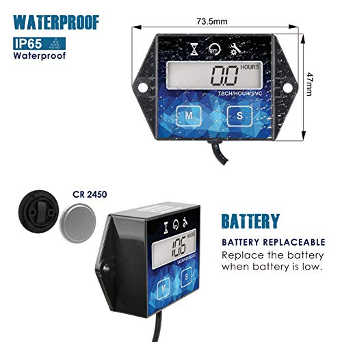 Runleader Digitale bedrijfsurenteller, toerentalmeter, onderhoudsherinnering, batterij vervangbaar voor ZTR, grasmaaier… - Image 6