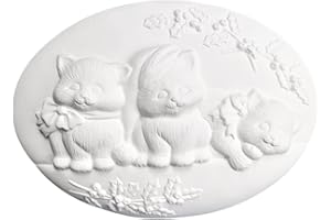 CERAMICS IN MONTANA Dona's Christmas Kittens Seasons Inserts Ready to Paint Ceramic Bisque - Hand Poured in The USA