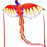ZHUOYUE KITE - Supersize 3d Dragon Kites for Adults, Easy to Fly Kite for Kids, 56x127-inch Rispstop Nylon Kite Beach Park and Outdoor Games Toys