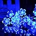 Vmanoo Battery Operated Optional Automatic Timer String Lights 50 LED Blossom Flower Fairy Christmas Lighting Decor with 5 Modes For Outdoor, Indoor, Garden, Patio, Bedroom Wedding Decorations (Blue)