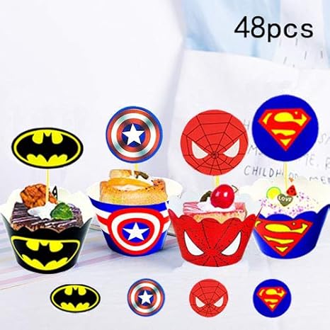 Superhero Cake Wrapper 48pack Superhero Cake Wrap Superhero