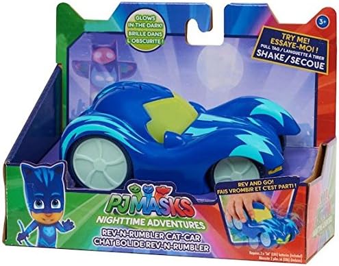 Pj Masks Exclusive Night Time Adventures Glow in the Dark Rev-N-Rumbler Cat Car