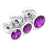 Eastern Delights 3 Pcs Jewelry Anal Plug Steel Metal Butt Plated Plug WITH Penis Condom (Purple)