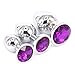 Eastern Delights 3 Pcs Jewelry Anal Plug Steel Metal Butt Plated Plug WITH Penis Condom (Purple)