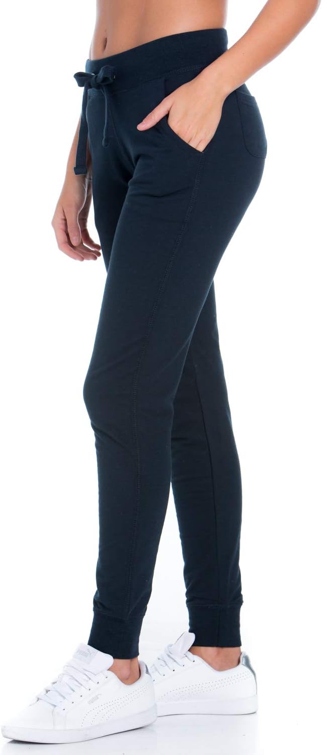 My Yuccie Women's Slim French Terry Jogger Sweatpants with Side Pockets