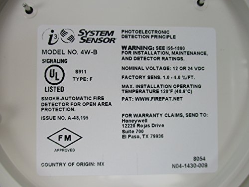 SYSTEM SENSOR Smoke Alarm, 12/24 VDC, 4-Wire, w/Base: Amazon.com: Industrial & Scientific