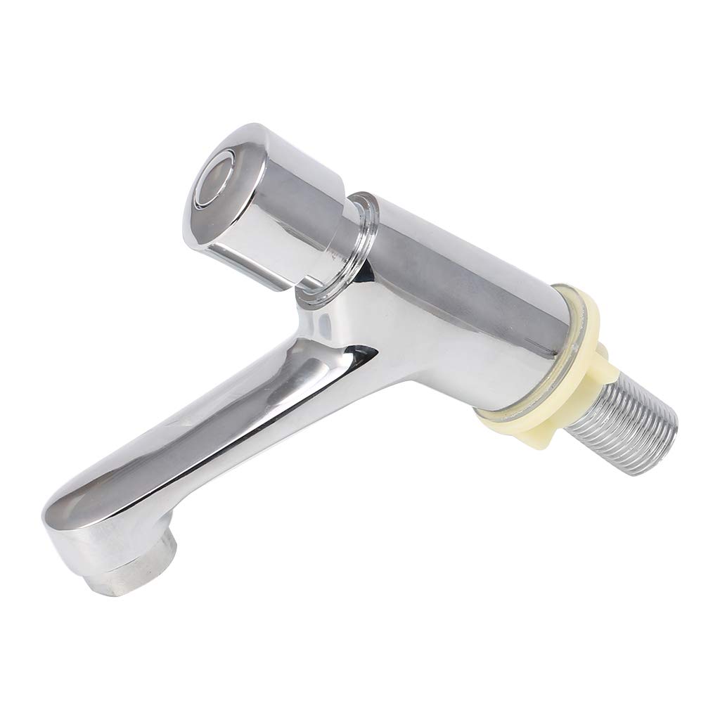 Grifo Mezclador Para Lavabo Con Cierre Automático Push-down - Cromado, De Latón, Montaje En Pared, Estilo Moderno