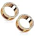 Rose Gold Plated Aurora Borealis Crystals Screw Fit Tunnels, Ear Plugs Gauges - 13 Sizes Available - Sold As Pair