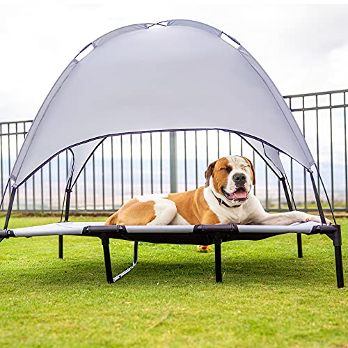 SUPERJARE XLarge Outdoor Dog Bed, Elevated Pet Cot with Canopy