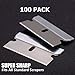 BEoffer 2 Pack Razor Blade Scrapers + 100 Pack Replacement Steel Blades Glass Stovetops Cooktop Ceramic Metal Tape Paint Glue Stickers Removal Tool Window Spatula Decal Quickly Remover without Scratch