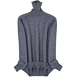织礼 Zhili Women's Cashmere Slouchy Turtleneck Sweater L Dark Grey