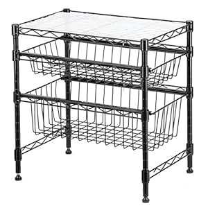 Rackaphile - Estante de almacenamiento de 2 niveles, organizador de