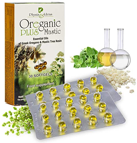 Oreganic Plus Mastic - Oregano Oil with Mastic Oil Capsules - Revolutionary Essential Oils Wellness Formula - Immune System Booster and Intestinal Support - Non-GMO - 30 Count Hygiene Pack Blister.