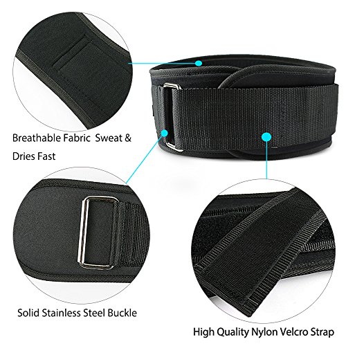 JGOO Nylon EVA Weight Lifting Belt 5" Inch Padded Velcro Back & Core