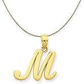 The Black Bow 14k Yellow Gold, Mimi, Sm Script Initial M Necklace