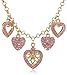 1928 Jewelry "Heart Of Hearts" Gold-Tone and Rose Pink Heart Charm Necklace, 16.3"