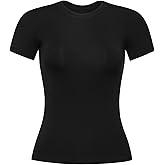AUROLA Everyday Fitted T-Shirt for Women,Crew Neck Basic Short Sleeves T ShirtCrop Tops Modal Slim Fit Tee
