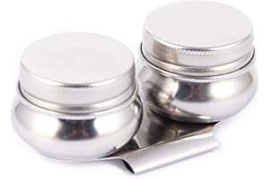 ZCZQC Stainless Steel Covered Drum Shaped Double Oil Pot for Dip Sauce Oil Painting Watercolor Leak Proof Container Clip On Palette Suitable for Holding Linseed Oil Solvents Water