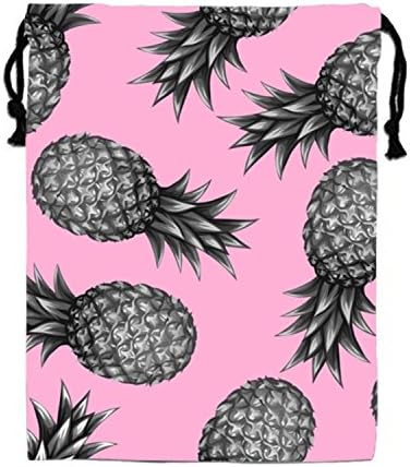 Grey Pineaple On Grey Drawstring Bags Waterproof Party Favors Pouch Tote Bag For Women Men
