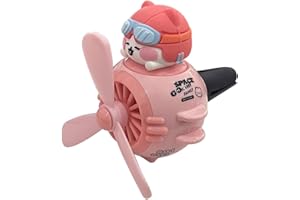 JOYCOURT Cute Pilot Cat Car Air Fresheners, Car Diffuser Air Condition Vent Clip, Rotating Propeller Automotive Air Outlet Fan Creative Perfume Accessories for Car Interior Decoration