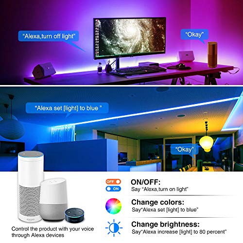 Elfeland LED Strip Lights Work with Alexa Google Assistant 32.8FT/10M 300 LEDs SMD5050 Dreamcolor Strip Lights Wireless Phone APP Controlled Rope Light Waterproof Flexible Tape Light Kit