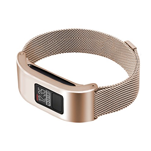 Garmin Vivofit JR2 Metal Case Bands - C2DJOY(2018 Metal Steel Case with Milanese Mesh Bands Only for Garmin Vivofit JR2, Rose Gold(4.8-6.8in)