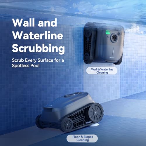 (Upgrade 2026) Pondee X5 Wireless Pool Robot Bottom and Walls, Vacuum Cleaner 21 m³/h Saugkraft, Intelligent Navigation, 3 Brushless Motors, Autonomy 180 Min, Water Line, Pond up to 300 m²