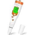 Hydroponics EC pH Tester, Simultaneous Display pH ppm for Base Reservoir Water, Continuous Monitoring of pH Conductivity Temp. ppm for Growing Nutrients, Indoor DWC System, Aeroponic Garden