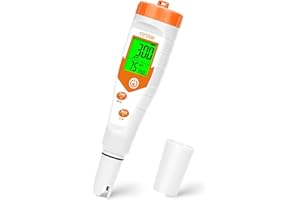 Hydroponic pH EC Meter, 4 in 1 pH Conductivity TDS Temp Tester, Simultaneous Display pH PPM for Base Reservoir Water, Continu