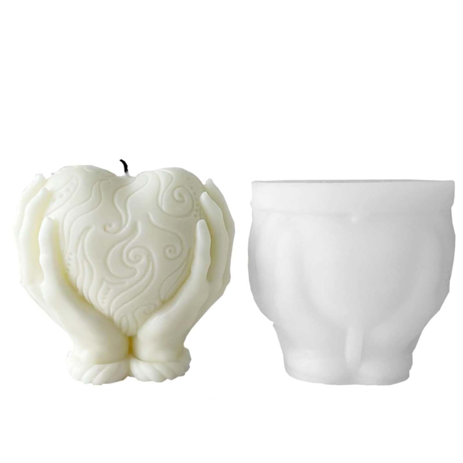 BringLucky One Piece Silicone Heart Candle Making Mold Reusable 3D Epoxy Casting Mold for DIY Crafts