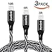Aonlink Lightning Cable 3Pack 3FT 6FT 10FT Nylon Braided iphone Charger USB Charging Cord, Compatible with iPhone X/8 Plus/8/7/7 Plus/6s/6s Plus/6/6 Plus and more(Silver Black)