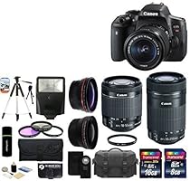 Canon EOS Rebel T6i 24.2MP CMOS Digital SLR Camera + EF-S 18-55mm IS STM Lens + EF-S 55-250mm IS STM Lens + Telephoto Lens + Wide Angle Lens + Case + Flash + Tripod + 24GB Deluxe Accessories Bundle