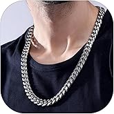 ChainsHouse Miami Cuban Link Chain Necklace for Men, 4.8mm/6mm/10mm/14mm Width, 14K Gold Plated/Stainless Steel/Black Mens Chunky Hip Hop Necklace Curb Chains, 14"-30" Length, Come Gift Box