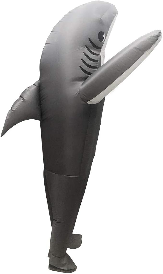 Christmas Inflatable Shark Costumes for a Halloween Show Cosplay Jumpsuit Adult Costumes Gray
