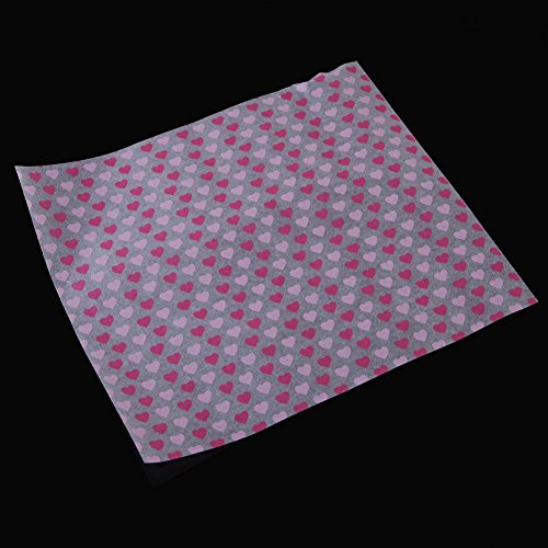 vanpower 50pcs Wax Paper for Wrapping Waterproof Paraffin Letter Food Love Heart Pattern