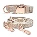 KUYOUGOU Heavy Duty Dog Collar and Leash (6.6′), Stylish Design with Rose Gold Set, 3 Adjustable Lengths, for Medium to Large Dogs (Beige)thumb 1