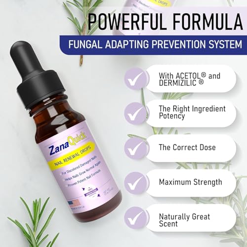 Zanaquick- Gotas para el tratamiento de uñas de los pies ZanaQuick - Paquete de 1 - Solución reparadora de uñas de máxima potencia para uñas de los pies y aletas
