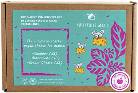 Nutty Cheesemaker - Artisan Vegan Cheese Making Kit - Makes Vegan Cheddar, Mozzarella and Cream Cheese (Ideal Gift)
