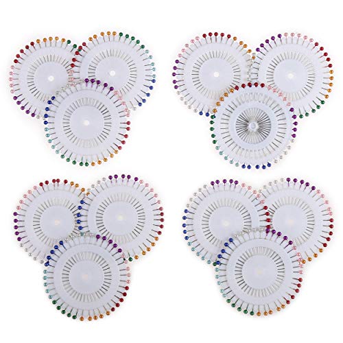 FINGOOO 480 PCS 4mm Sewing Pins Multicolor Straight Pins Head Pins for Dressmaker,Jewelry Decoration