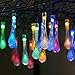 DecorNova 30-LED Solar Raindrop String Lights Waterproof for Outdoor Garden Party Christmas,20 Feet,Multi Color