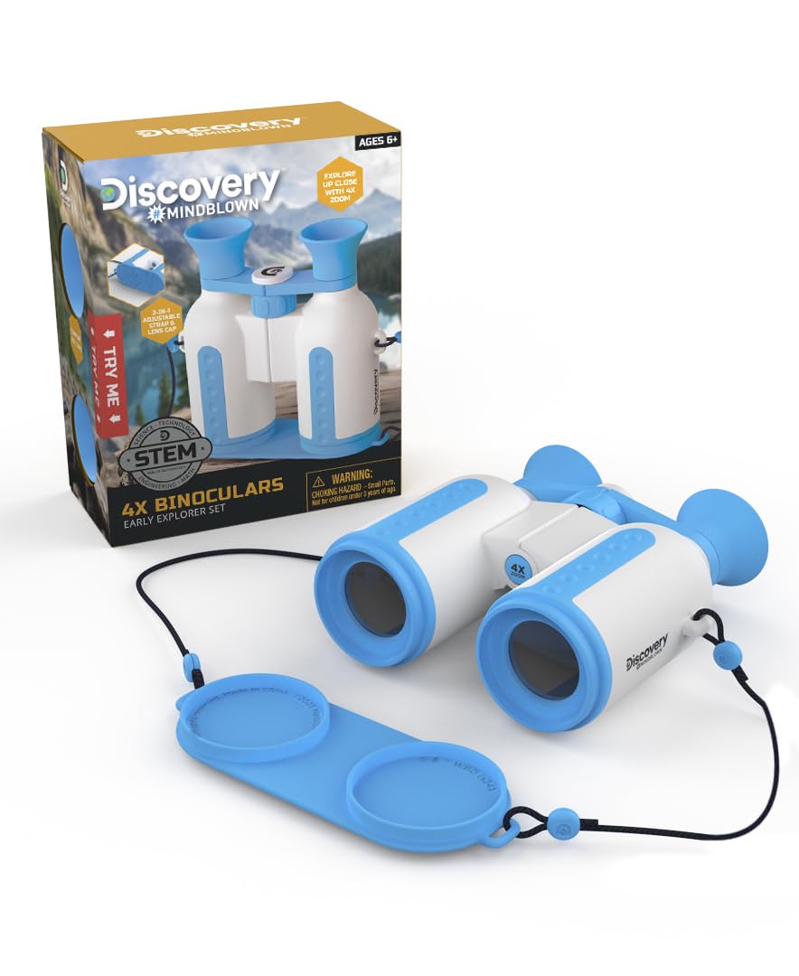 DISCOVERY #MINDBLOWN- Binoculars for Kids - Binoculars Kids with Magnifying Glass, Neck Strap and Soft Eye Cups for Kids, Spy Kids Toys - STEM Toy, Learning Resources for Kids 6+