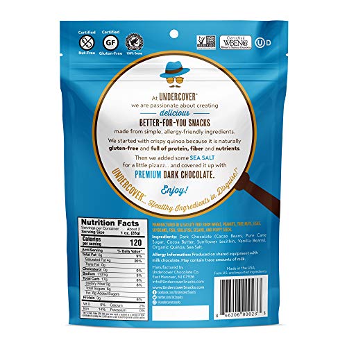 UNDERCOVER Quinoa Variety Sampler - Chocolate Crispy Quinoa Snack (8 bags): 2 Milk Choc, 2 Dark Choc+Sea Salt, 2 Dark Choc+Blueberries, 1 Milk Choc+Currants, 1 Dark Choc+Seeds, Gluten-Free/Nut-Free - Thumbnail 7