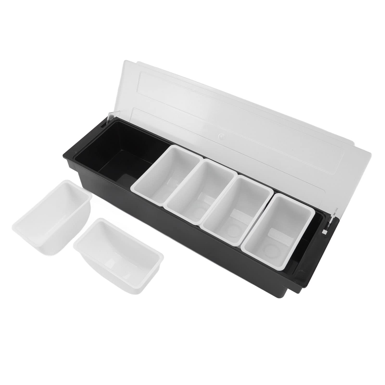 Hztyyier Modern Minimalist 6 Compartment Condiment Organizer with Transparent Lid and Detachable Design
