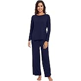 WiWi Womens Pajamas Set Viscose from Bamboo Long Raglan Sleeve Pajama Sets Pjs Soft Sleepwear S-XXL